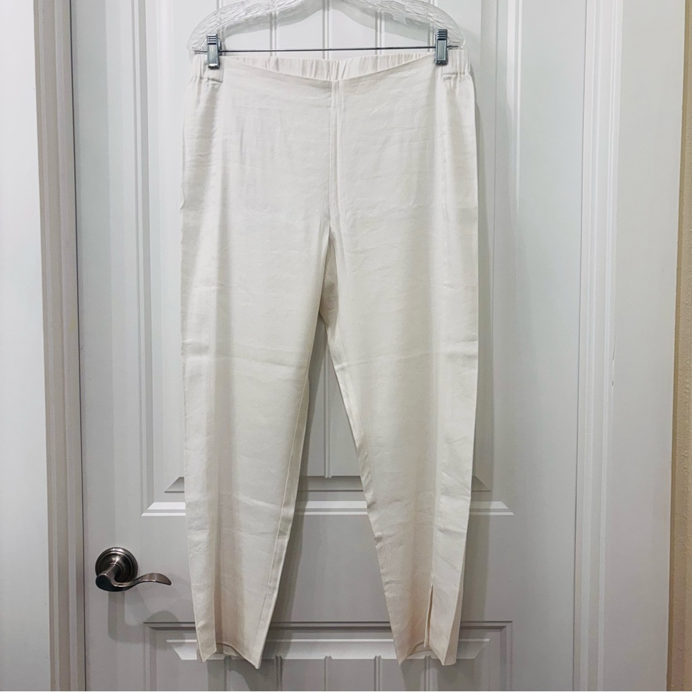 J. Jill Women’s White Ankle-Length Linen Pants Size M